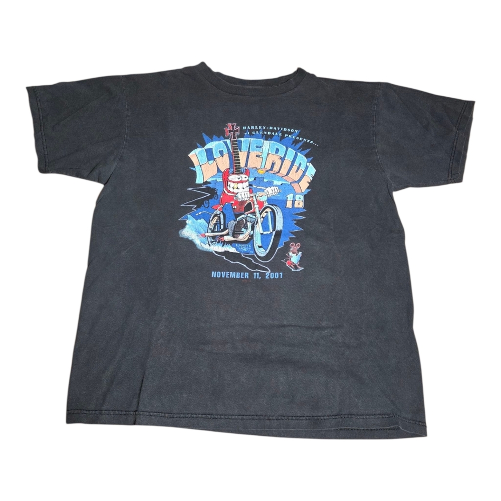 VTG 2001 Harley-Davidson Love Ride 18 T-Shirt XL Glendale Biker Rat Fink Style‎